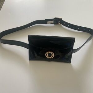 Black Patent Leather Belt Bag